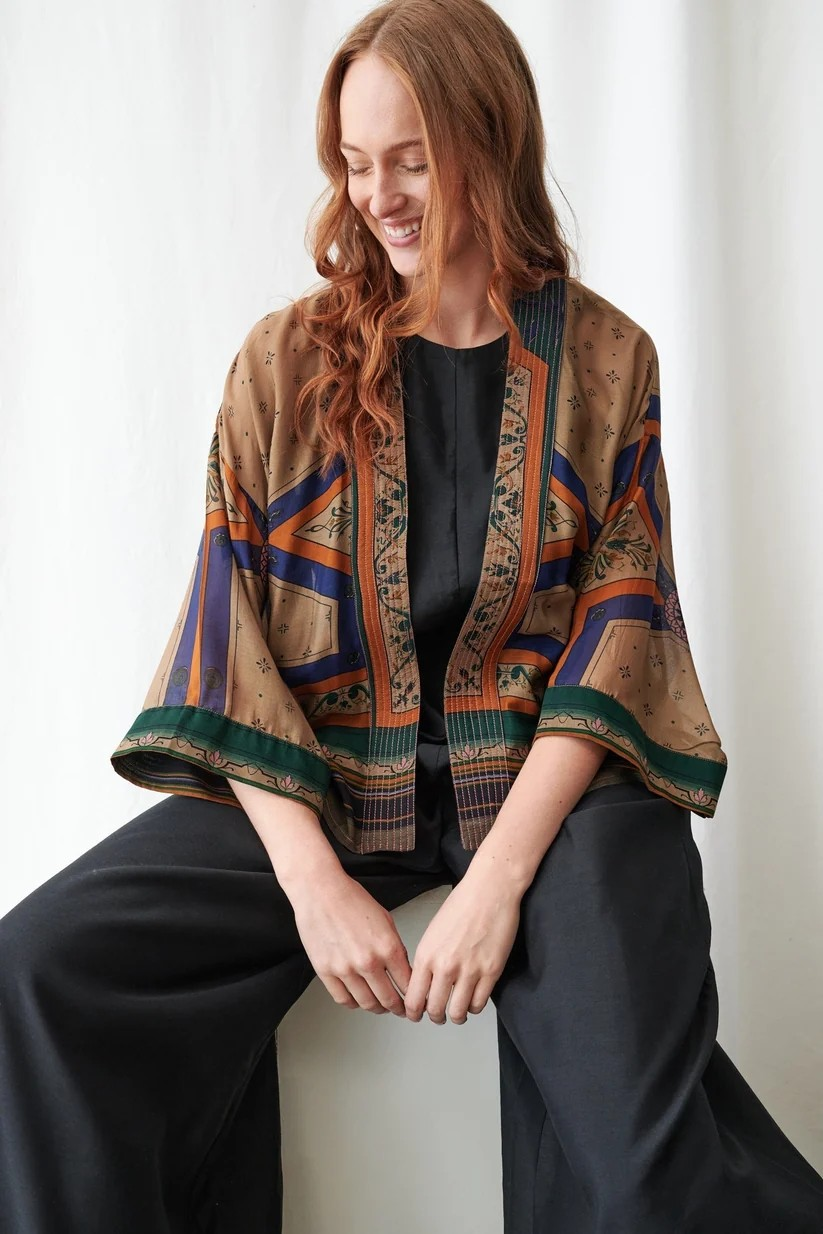 One Hundred Stars Fleur De Lys Sand Kimono