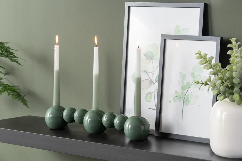 Present Time Candle Holder Bubbles Straight in Jungle Green