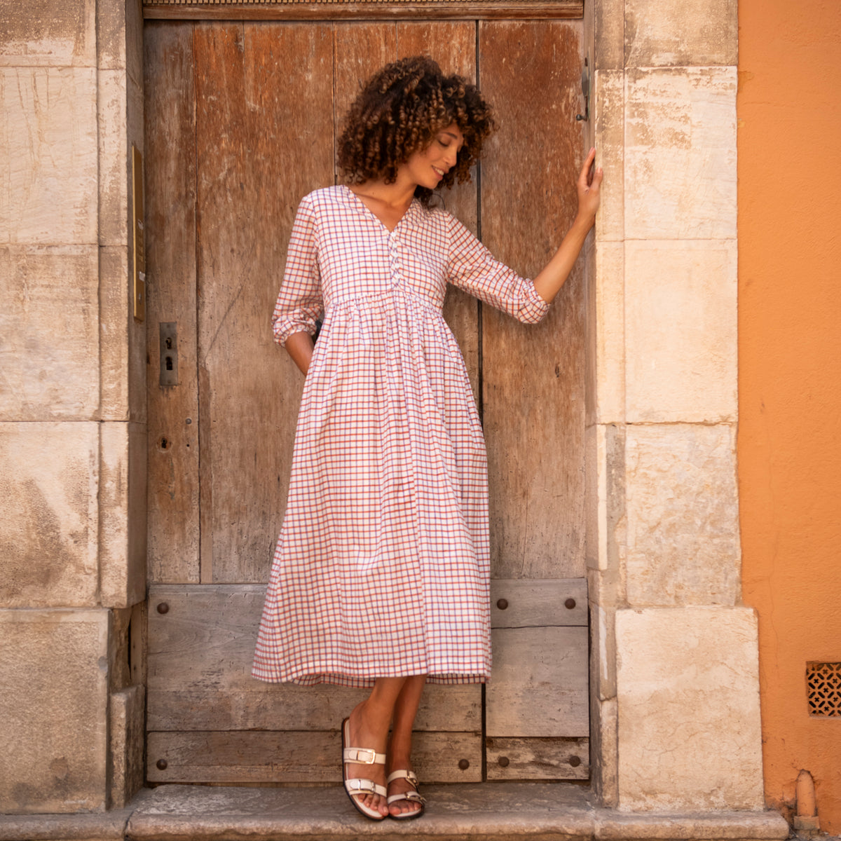Zen Ethnic Colette Dress Croisette in Orange Lilac