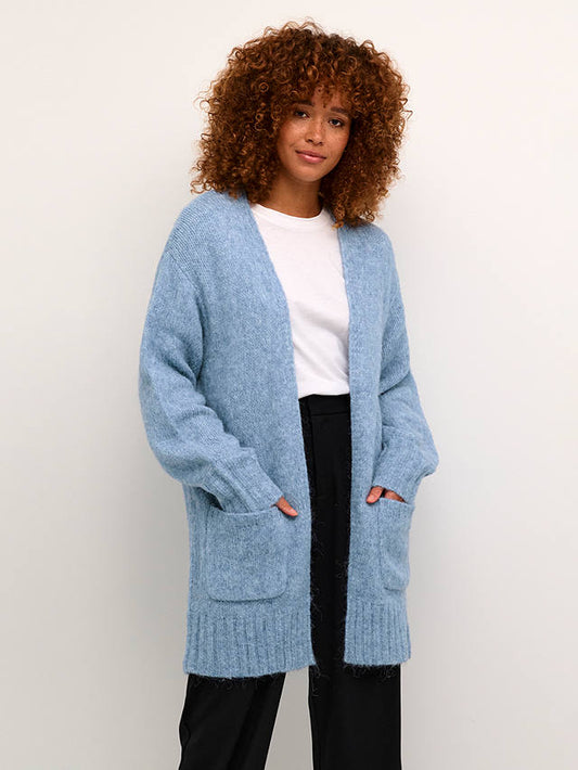 Kaffe Alioma Knit Cardigan in Faded Denim Melange