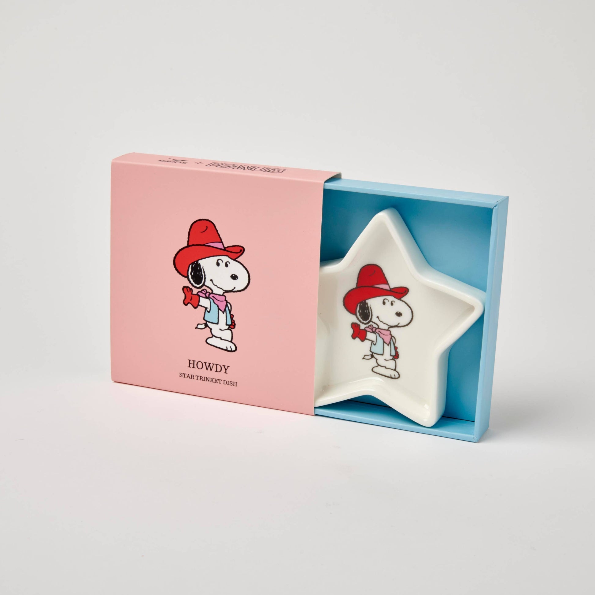 Star-shaped trinket dish with cartoon character in a pink box on a light gray background