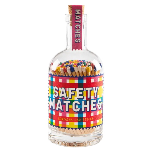 Archivist | UK - Gingham Safety Match Bottle | Glass Bottle - Safety Matches