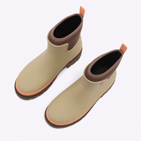 Merry People Tully Ankle Wellies in Taupe & Apricot