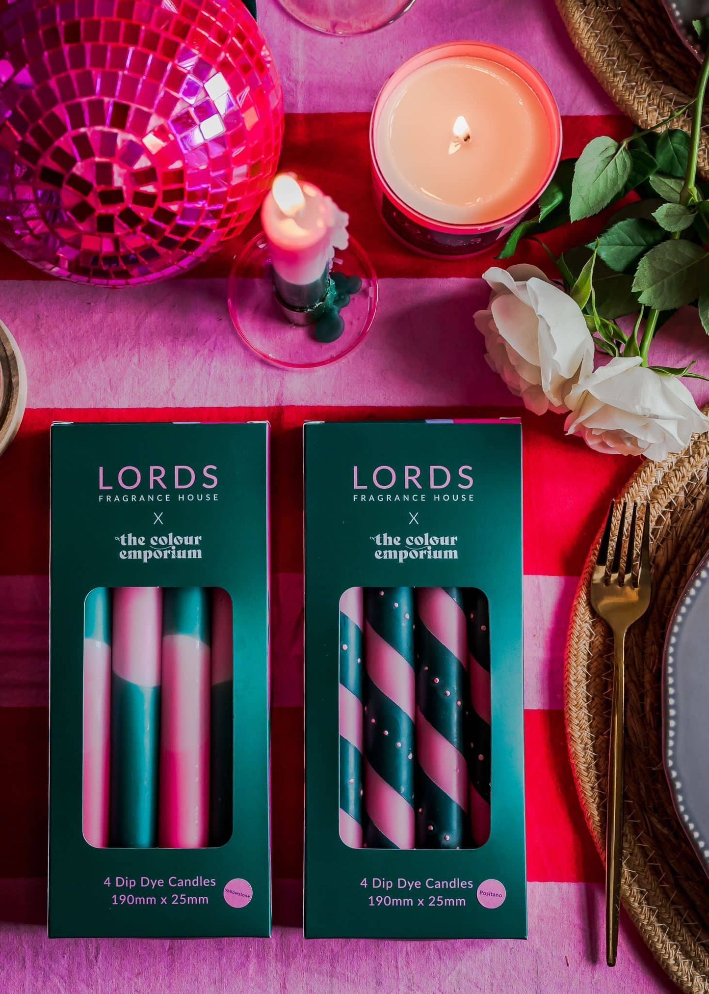 The Colour Emporium Lords Collaboration 4 pack hand dipped candles Yellowstone
