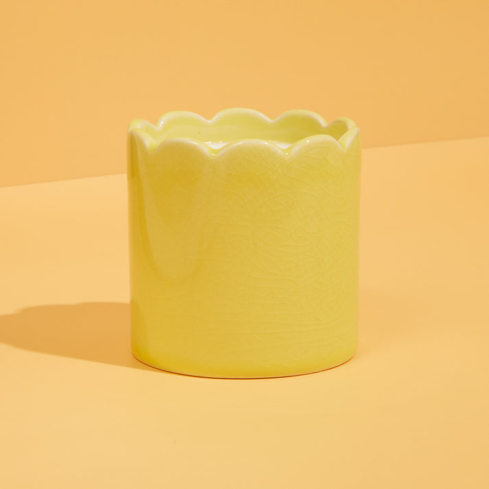 Zesty Lemons Contemporary Kiln Scalloped Yellow Candle - Lemon & Lavender