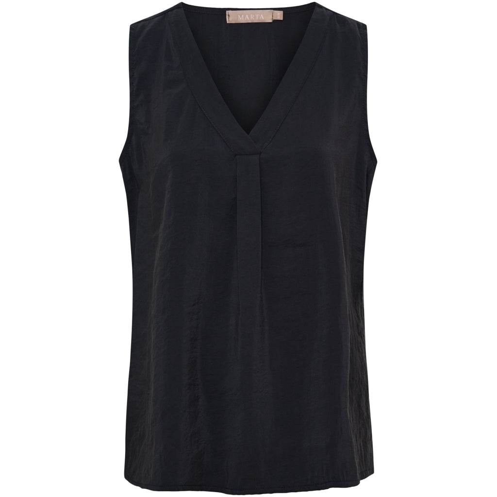Black sleeveless top on a white background