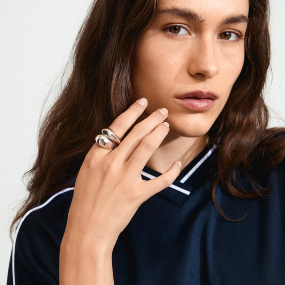 Pilgrim DUNE rings, 2 in 1 Set, Silver Plated
