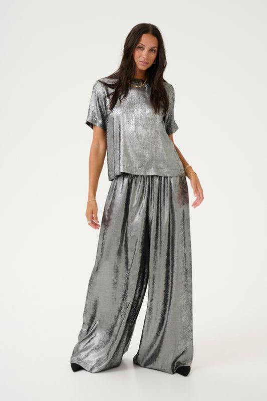 KAFFE Lorina Wide Pants in Sliver