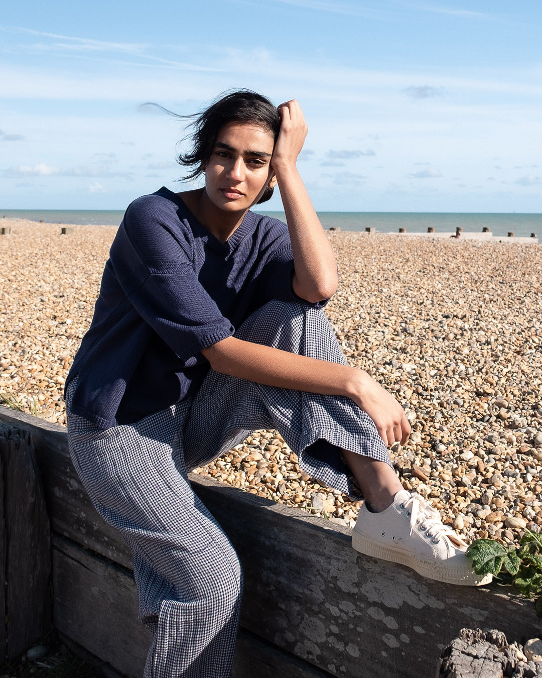 Bibico Lorren Trousers in Navy Check