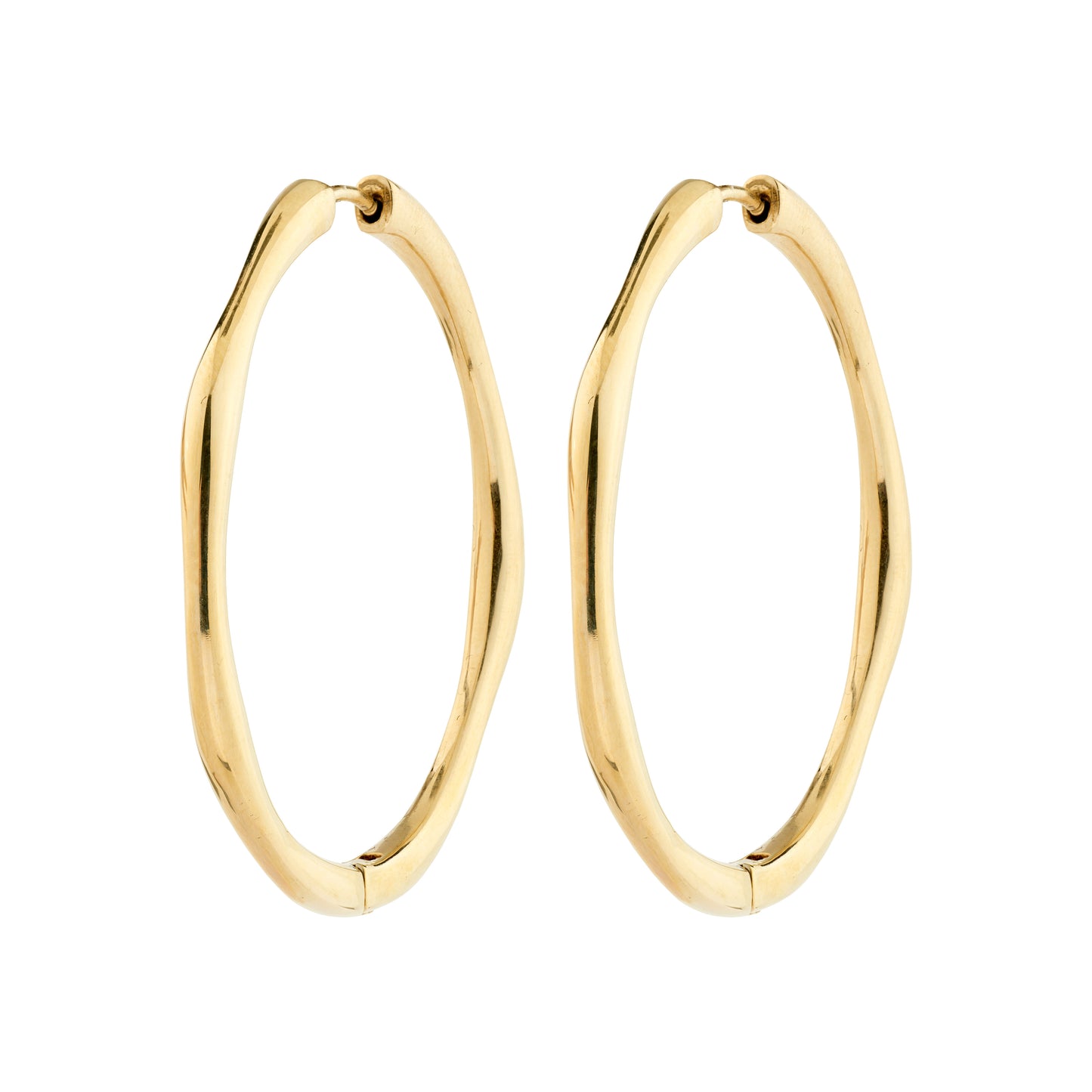 Gold hoop earrings on a white background