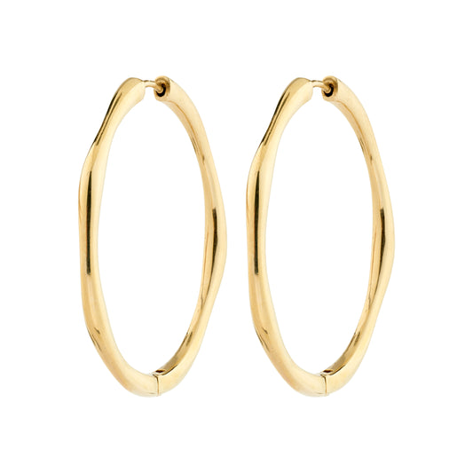 Gold hoop earrings on a white background