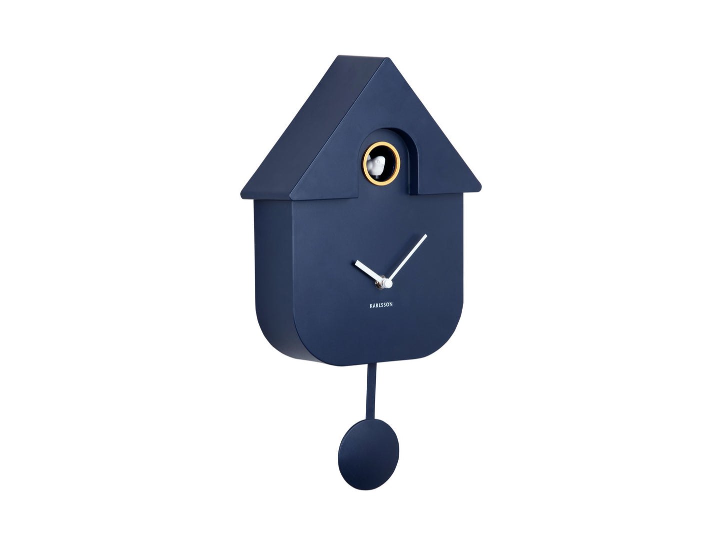 Present Time Wall Clock Modern Cuckoo in Dark Blue