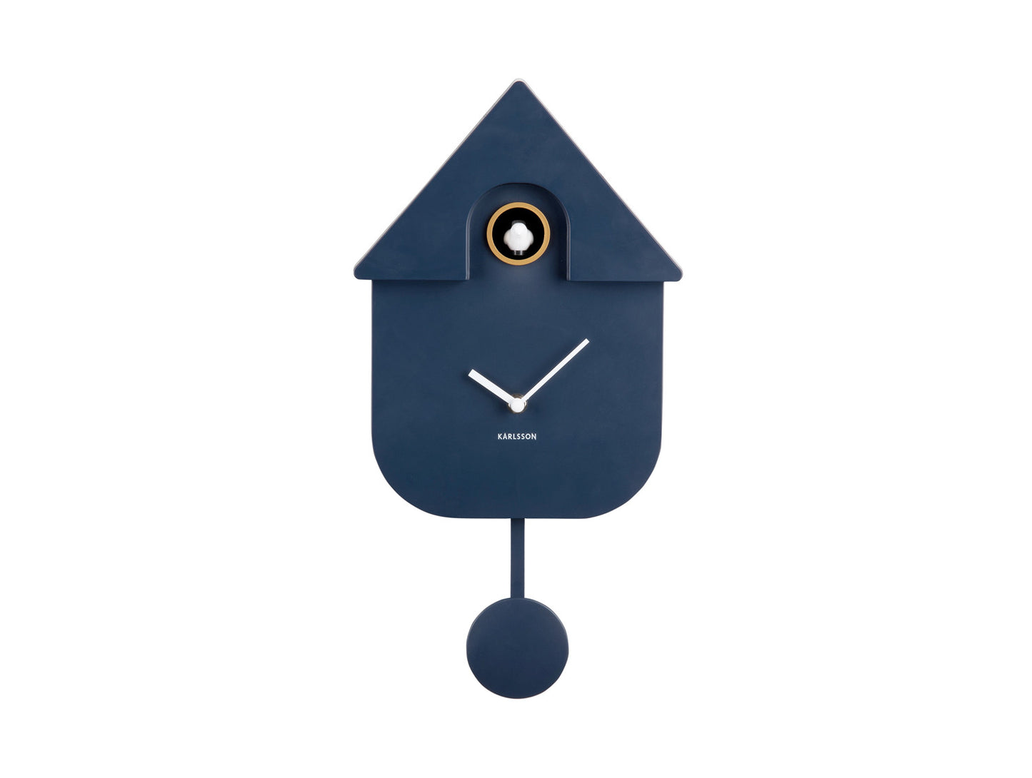 Present Time Wall Clock Modern Cuckoo in Dark Blue