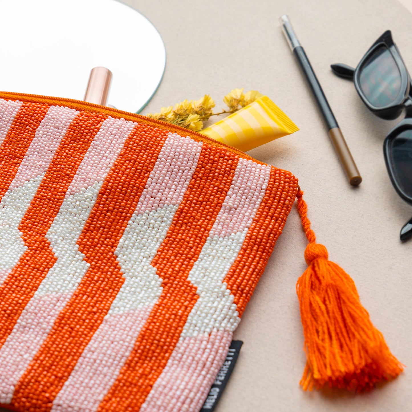 Helio Ferretti Orange Thunder Clutch Bag