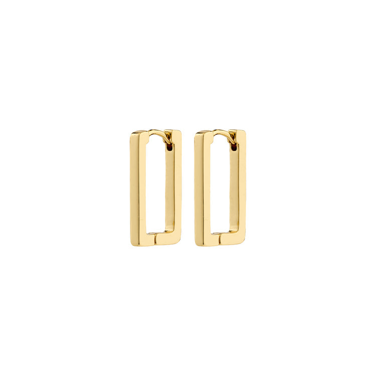 Pilgrim FEEL earrings gold-plated rectangular shaped hoops