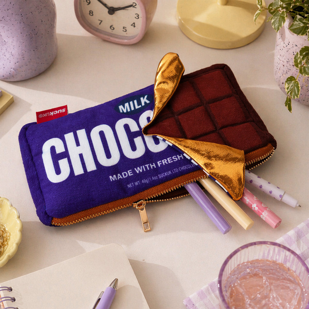 Plush Chocolate Zip Pouch