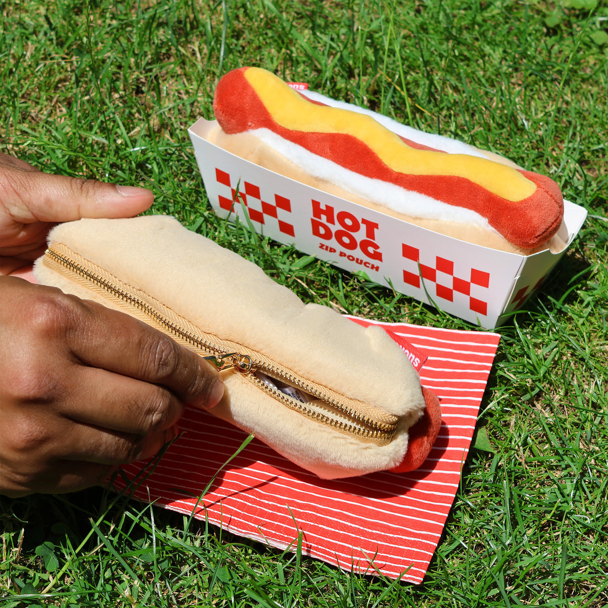 Plush Hot Dog Zip Pouch