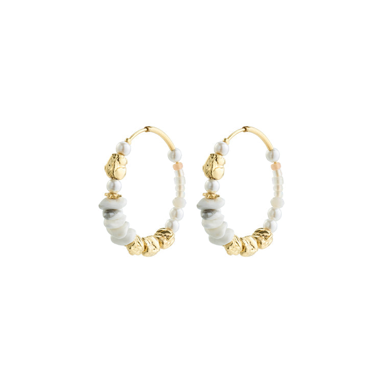 Pilgrim FORCE hoop earrings white/gold-plated