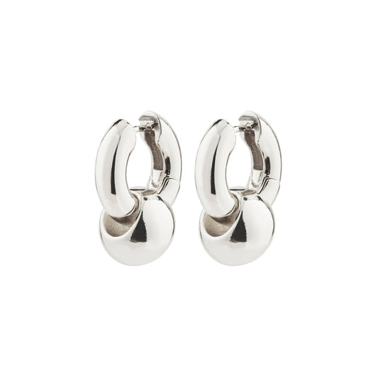 Pillgrim INTENT earrings silver-plated, small hoops with little silver balls 