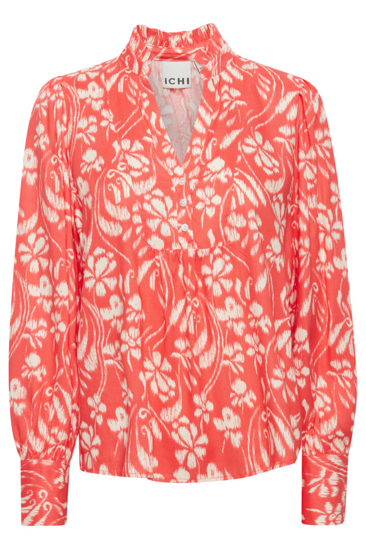 Ichi Nasreen SH3 Blouse in Hot Coral Flower