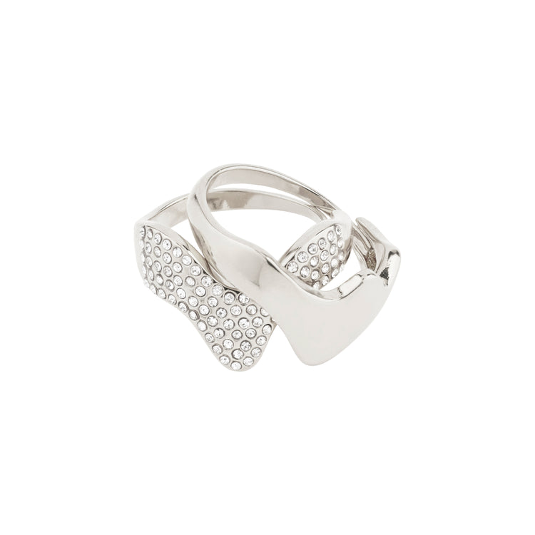 Pilgrim CONNECT 2-in-1 set crystal rings silver-plated