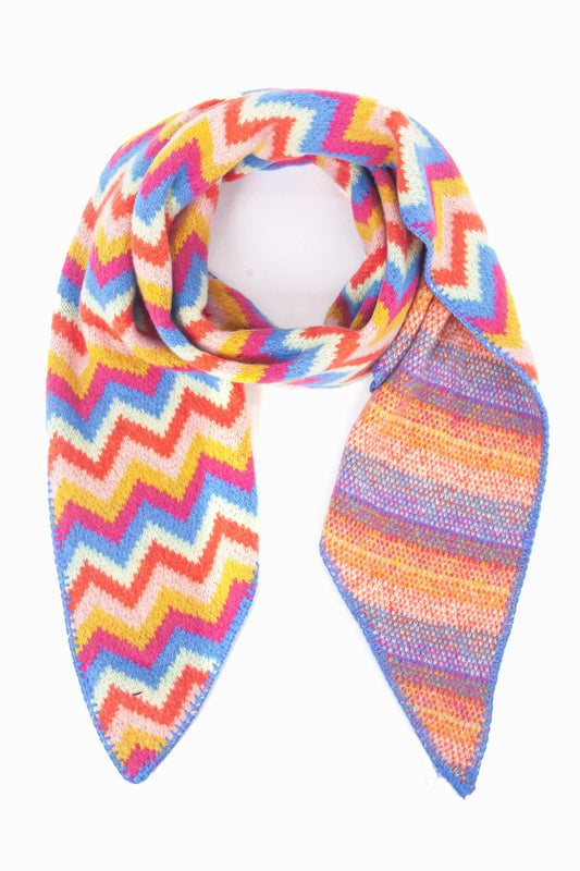 Miss Shorthair Honor Heavyweight Scarf in Multi, Zig Zag