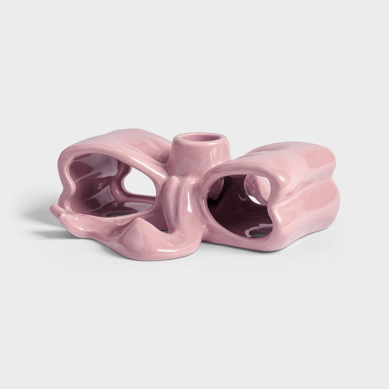 &Kelvering Pink Ribbon Candle Holder in a bow shape