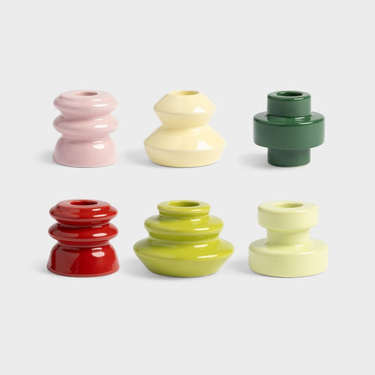 &Kelvering Small Stoneware Candle Holder comes in 6 colours, each with a unique design