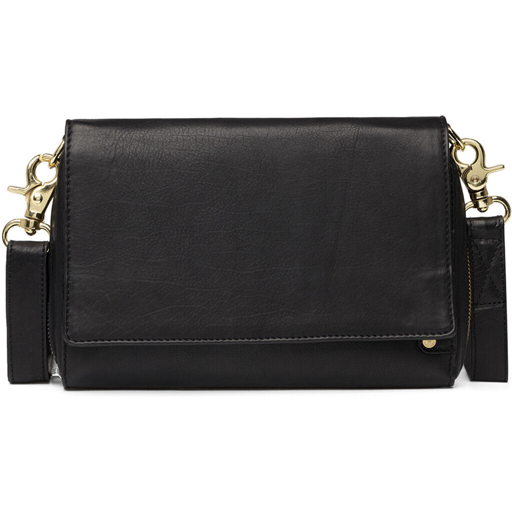 Depeche Soft Leather Crossbody Flap Handbag Black