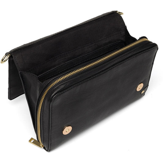 Depeche Soft Leather Crossbody Flap Handbag Black