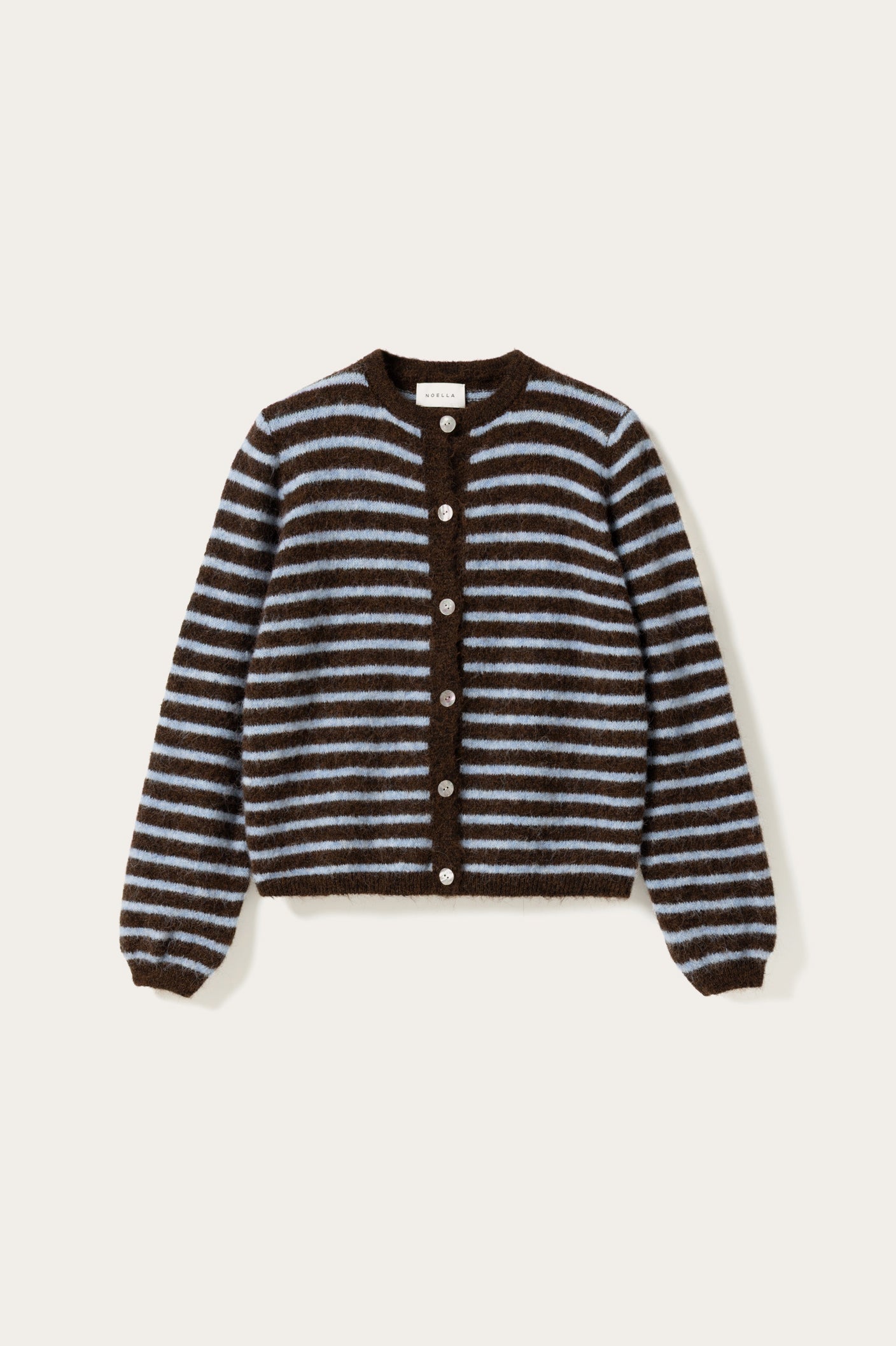 Noella Mertice Knit Cardigan in Brown Blue Stripe