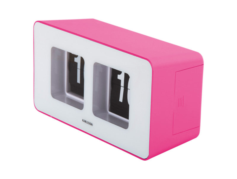 Present Time Wall/Table Clock Funky Flip in Bright Pink