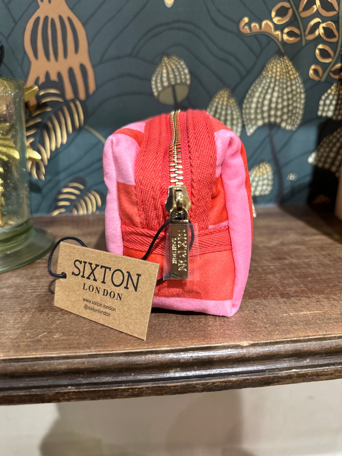 Sixton London Striped Make-up Bag & Bow Brooch - Small