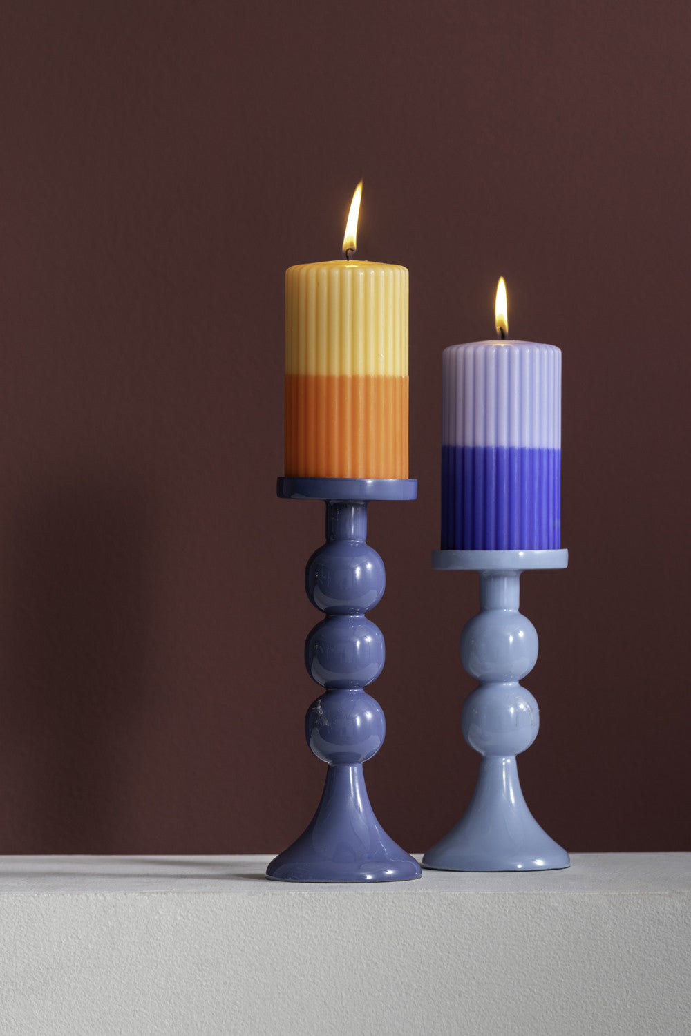 Present Time Candle Holder Funky Small in Classic Blue