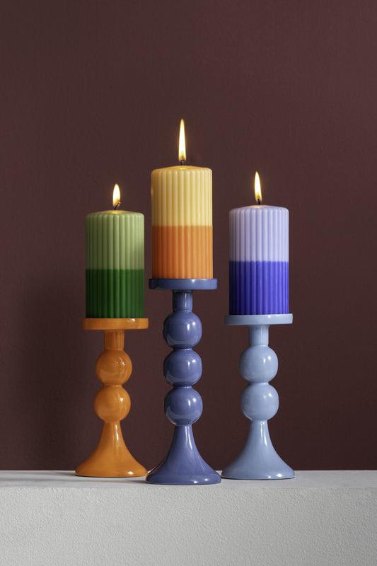 Present Time Candle Holder Funky Large in Classic Blue