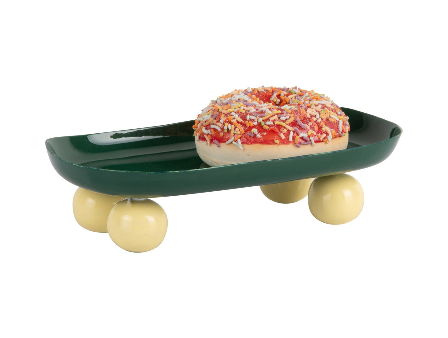 Present Time Double Funky Oval Tray in Retro Green & Soft Yellow