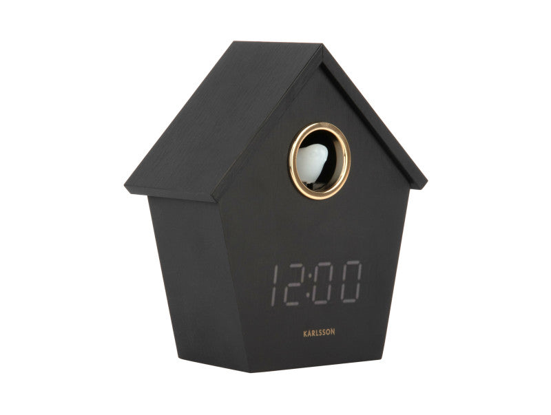 Present Time Alarm Clock Riqueza Cuckoo LED in Black