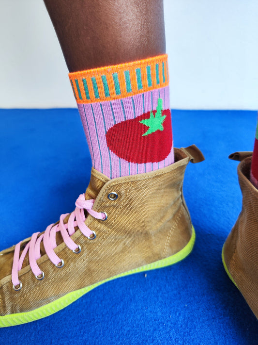 Dr Bloom Pink Pomo Socks in Pink
