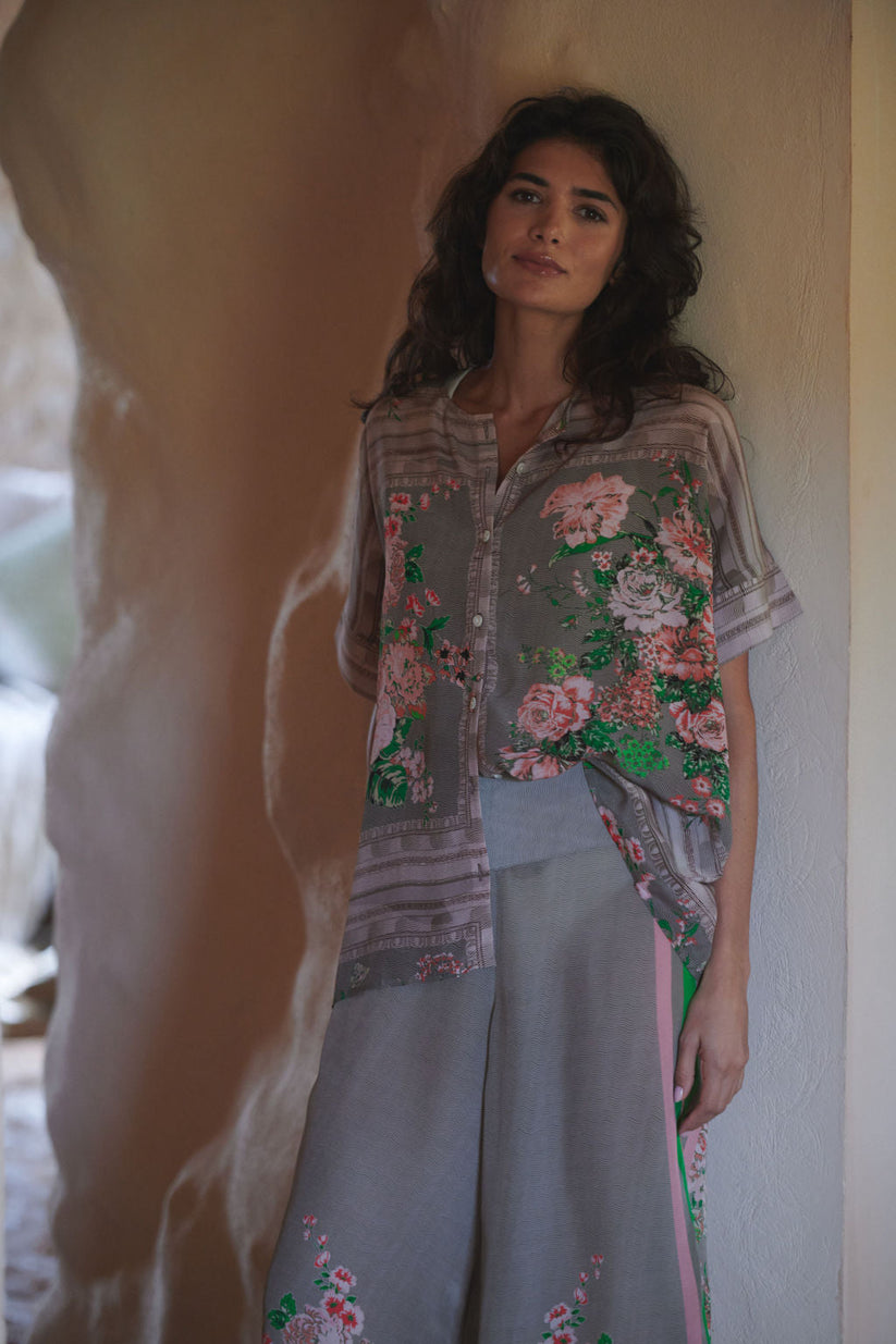 One Hundred Stars Neon Rose Beige Tea Blouse