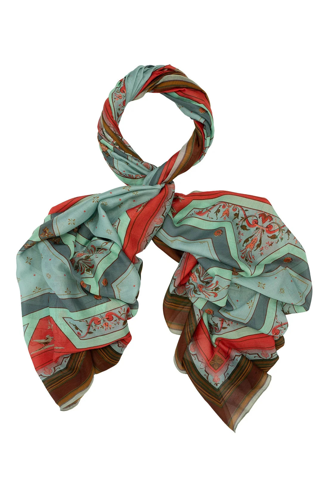 One Hundred Stars Fleur De Lys Aqua Scarf