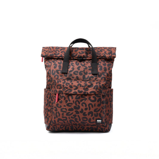 Roka London Small Canfield Roll Top Backpack in Leopard Canvas