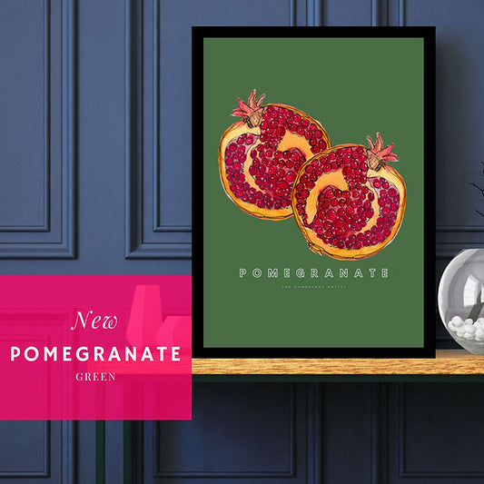 The Hambridge Artist 40x50cm Pomegranate Green Unframed Print