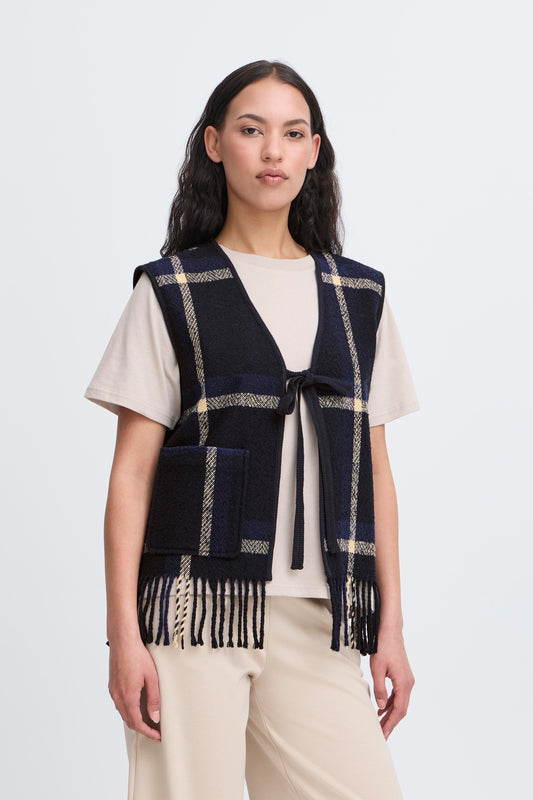 ICHI Foniza Waistcoat in Patriot Blue