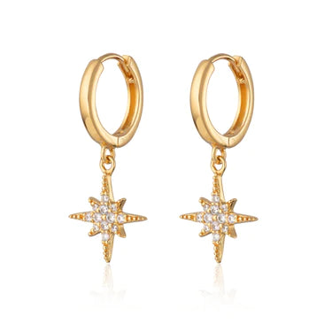 Starburst Hoop Earrings in Gold