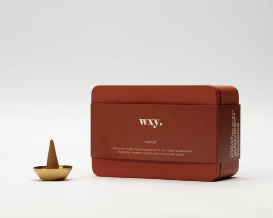 Santal Incense Cones with Terracotta Concrete Box 