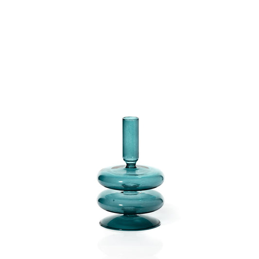 Mægan Taper Holder - Ocean Teal coloured glass