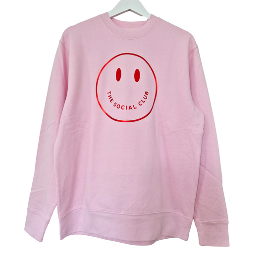 The Social Club London Pink with Metallic Red Smiley - 100% Organic Cotton