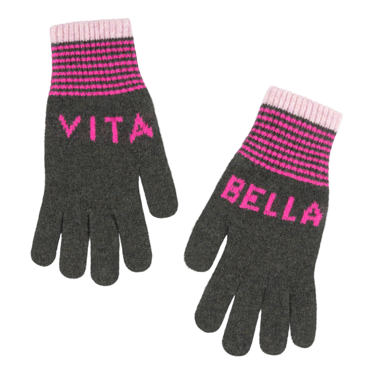 Quinton + Chadwick Vita Bella Gloves in Moss and Exotic Pink