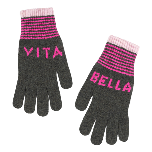 Quinton + Chadwick Vita Bella Gloves in Moss and Exotic Pink