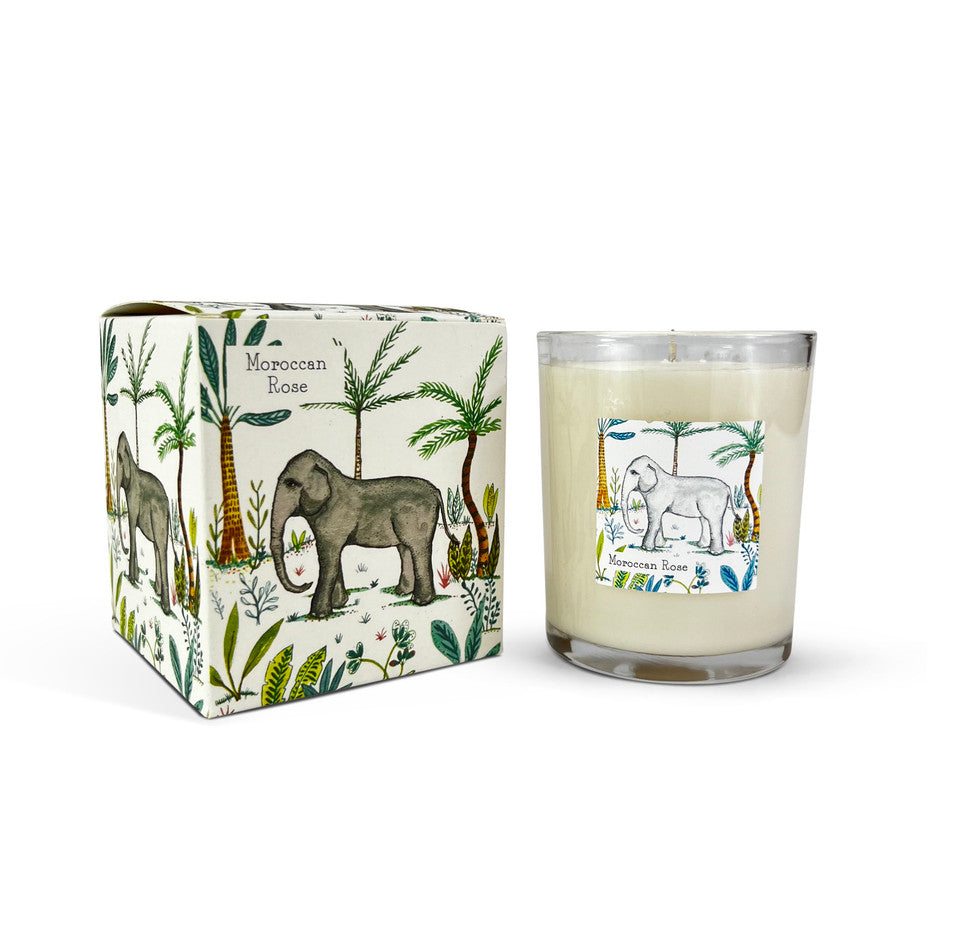 Heaven Scent Moroccan Rose Elephant Illustrated Candle 9cl